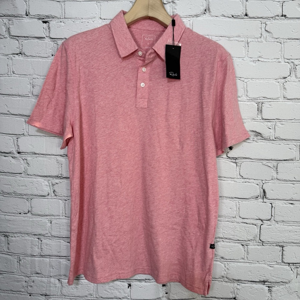 Rails Men's Braxton Polo Shirt L Rose Heather Pink Preppy Golf Soft Lightweight‎